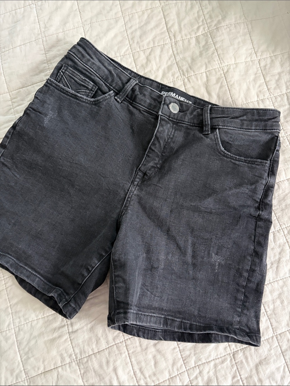 Women's Washed Black Denim Shorts
